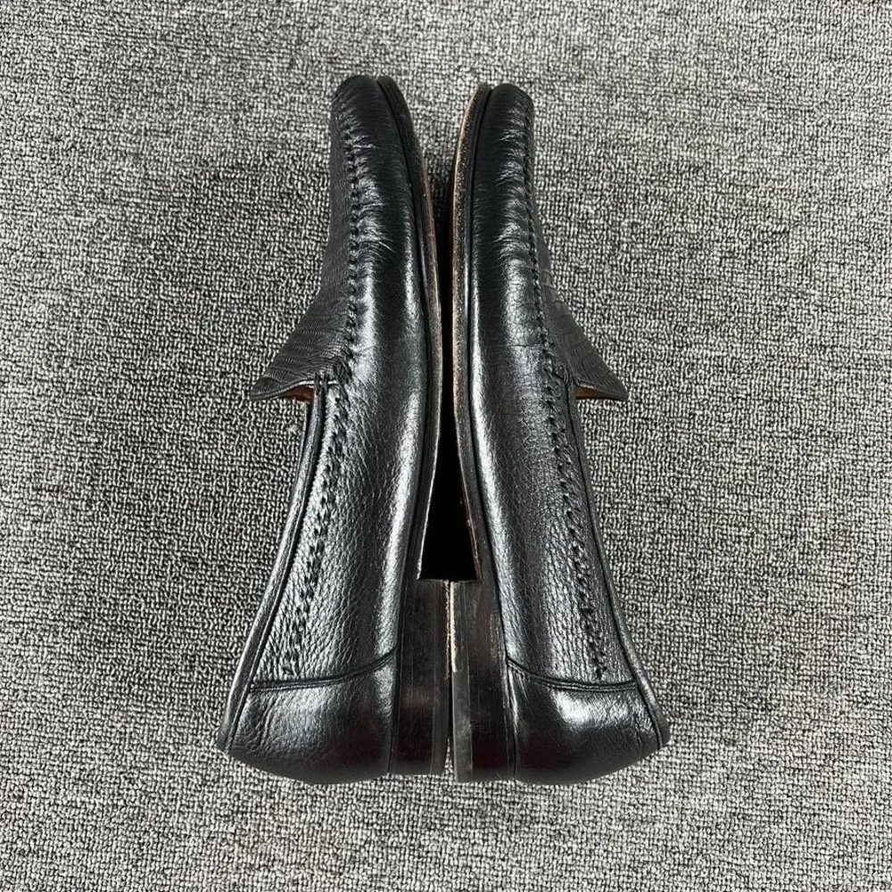 Alan Payne Shoes Mens 12 A Black Genuine Lizard Leather Dress Slip On Handmade